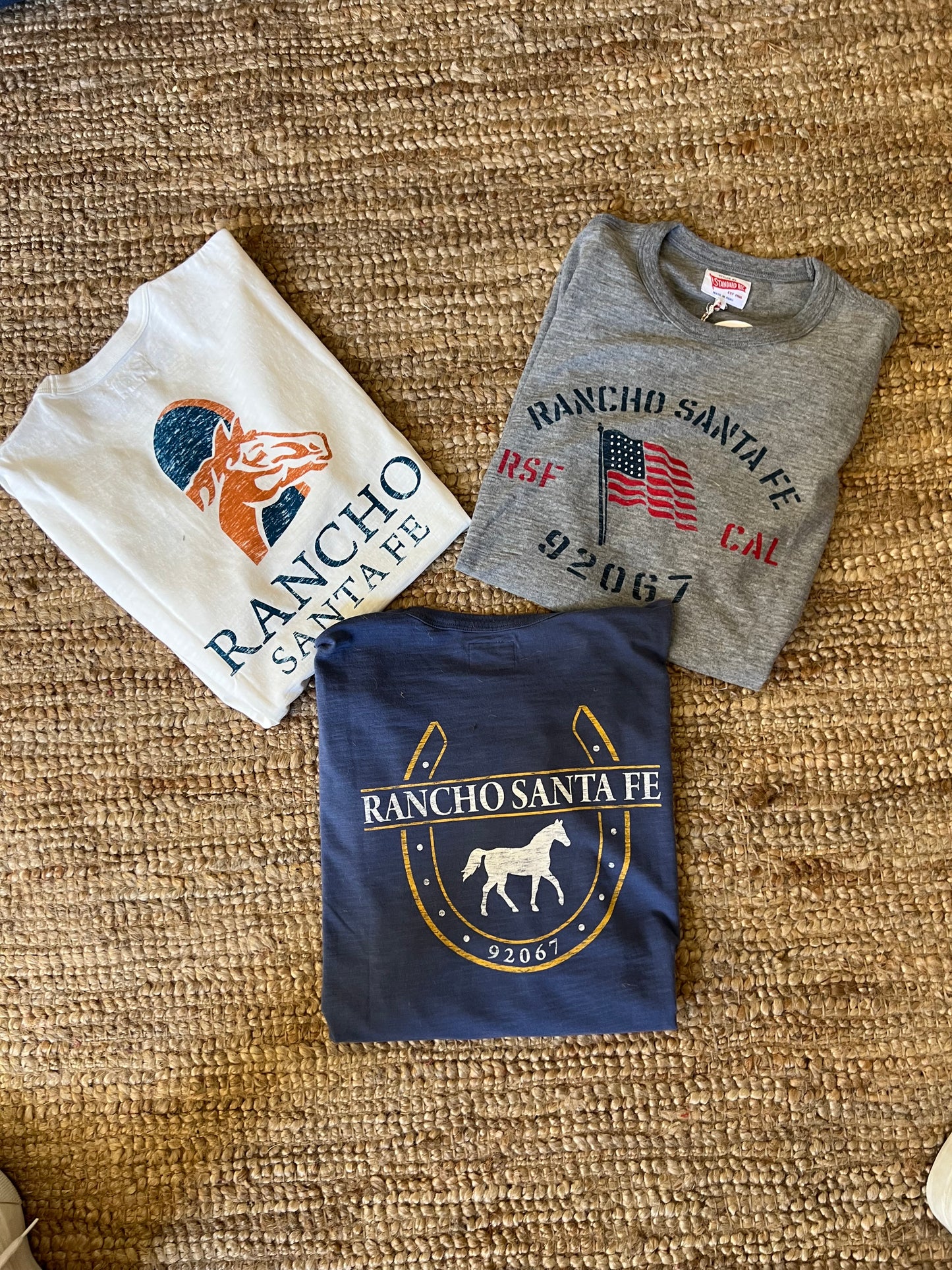 Rancho Santa Fe Gray American Flag Short Sleeve t-shirt by Standard Rec